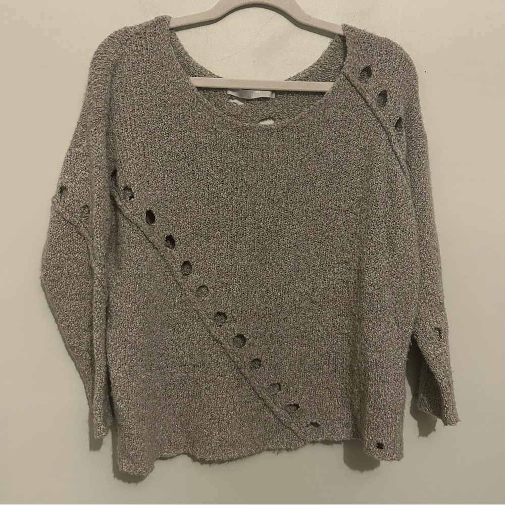One Grey Day Boxy Cutout Long Sleeve Sweater Sz S Small